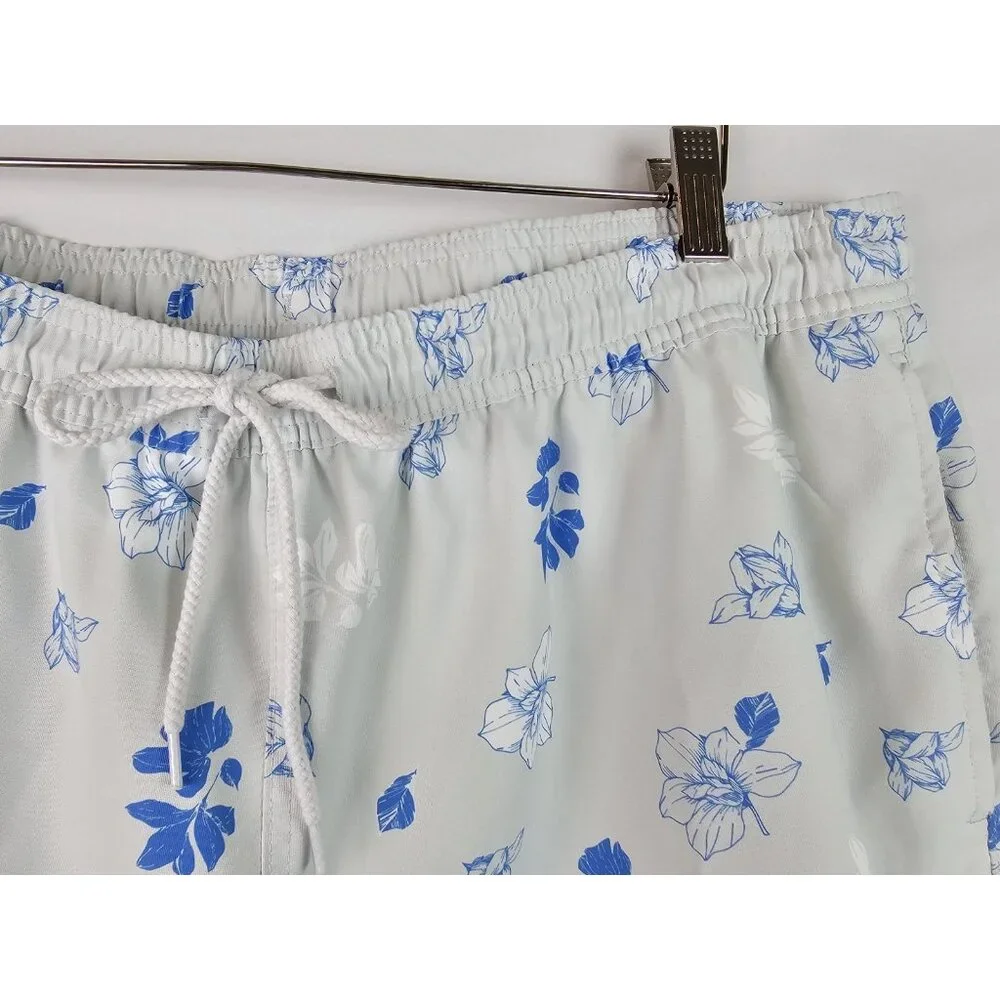 Magellan Men's Swim Trunks Size XL Blue Floral Fish Gear Swimsuit Shorts
